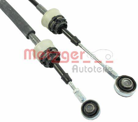 Zwei Automotive-Steuerungskabel mit Gummidichtungen und Metallsteckverbindern, vor einem weißen Hintergrund abgebildet.