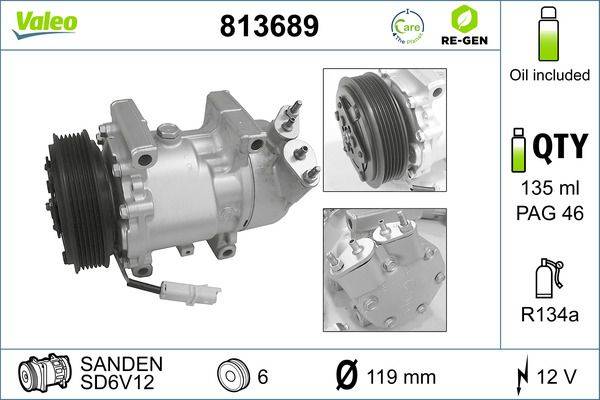 Valeo 813689 Kompressor, Klimaanlage