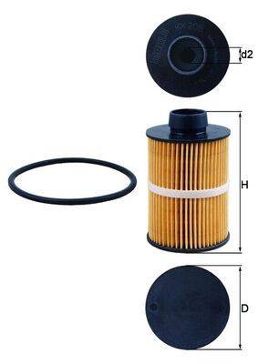 Ölfilter-Komponenten mit Gummi-O-Ring, gefalteter Filterelement mit angegebenen Abmessungen.