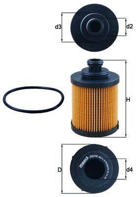 Ölfilter und O-Ring-Satz für Fahrzeuge, bestehend aus einem zylindrischen Filter mit gefalteten Papierelementen zum Abfangen von Verunreinigungen und einem kreisförmigen Gummidichtring zum Herstellen einer Dichtung.
