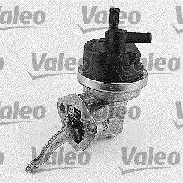 „Metallische Autokomponente mit schwarzer Kappe und Doppelsteckverbindern, umgeben von wiederholter ‚Valeo' Markierung.
