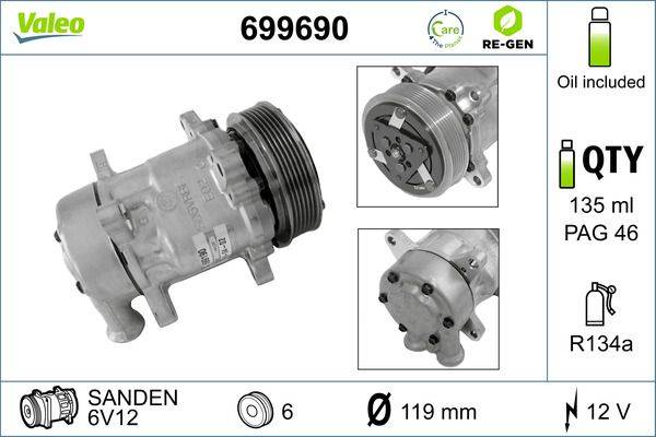 Valeo 699690 Kompressor, Klimaanlage