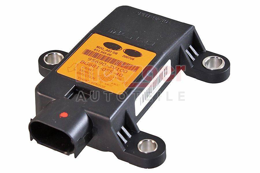 Ein schwarzer Autosensor mit orangefarbener Beschriftung, auf dem die Modellnummer '95920-3V100' und Herstellerangaben zu sehen sind. Der Sensor scheint für den Einsatz montiert zu sein.