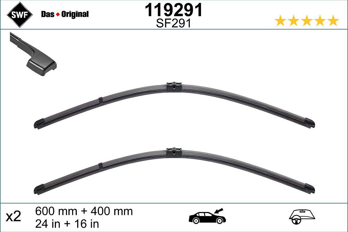 Scheibenwischerblatt SF291, 119291, 700 mm + 400 mm, für spezifizierte Fahrzeuge.