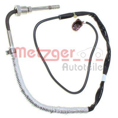 Metzger Autoteile' Fahrzeugbauteil: Metallsensor mit Drahtwendelschutz und Anschlussspitze.