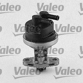 Automotorkomponente mit schwarzem zylindrischem Oberteil, Metallbasis und zwei Befestigungspunkten, im Hintergrund mit Wasserzeichen der Marke 'Valeo' versehen.