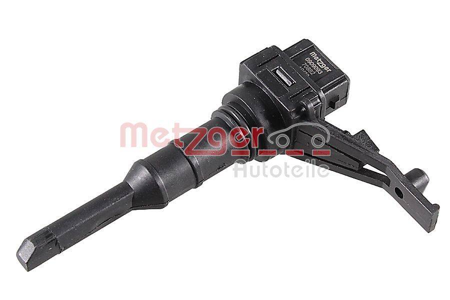 Metzger Autoteile Zündspulensensor in Schwarz mit Logo; verwendet in Automotoren zur effizienten Zündung und Leistungssteigerung.