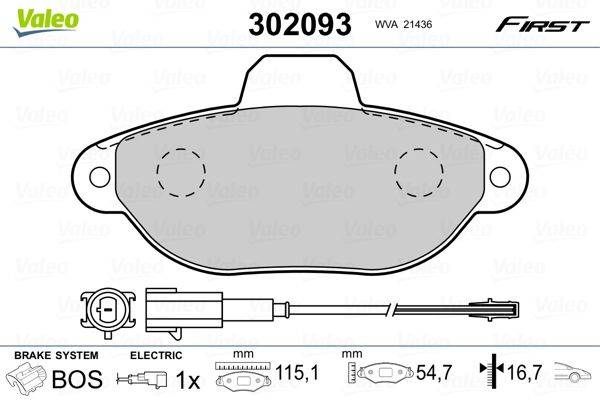 Valeo 302093 Bremsbelagsatz, Scheibenbremse