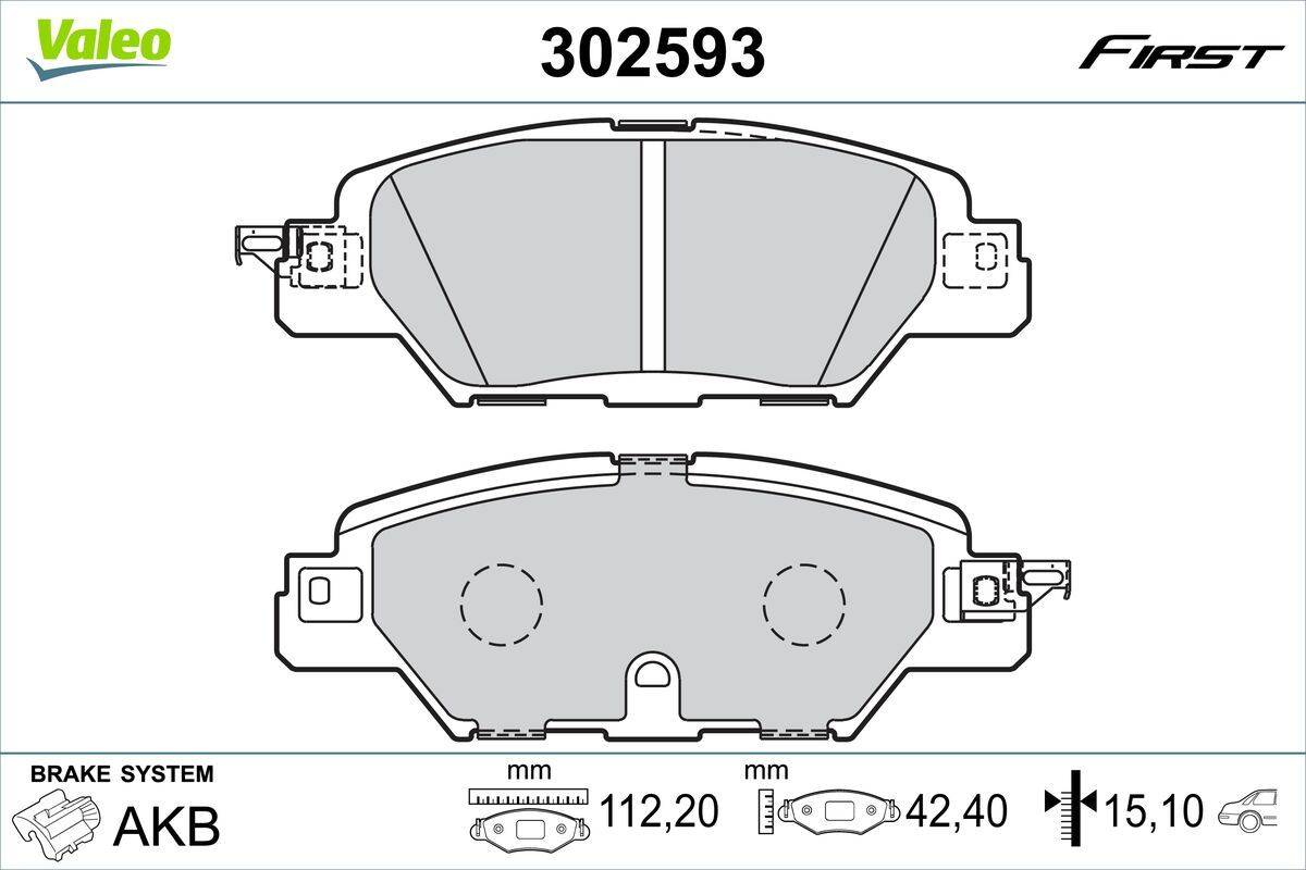 Valeo 302593 Bremsbelagsatz, Scheibenbremse
