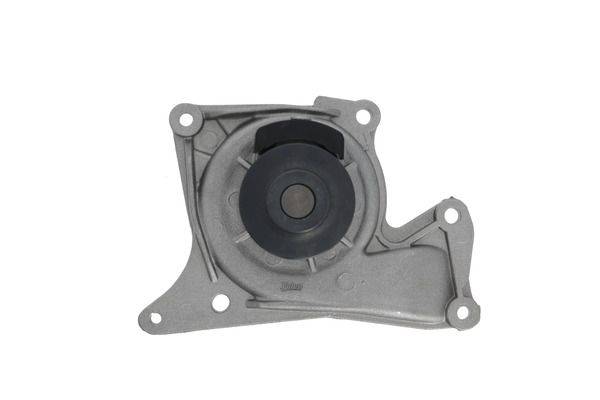 Eine Wasserpumpe für Automobile mit einem kreisförmigen Metallgehäuse und vier Befestigungslöchern, die zur Zirkulation von Kühlmittel im Motor konzipiert ist.