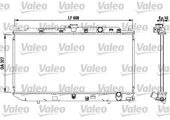 Valeo'-Diagramm eines Kühlers mit einem horizontalen Pfeil, der eine Länge von 'LF 668' anzeigt.