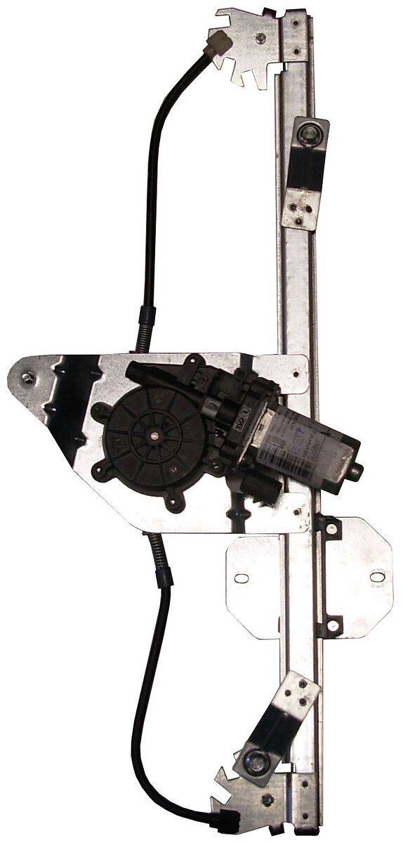 Eine Fensterheber-Motoreinheit mit Kabeln, auf einer Metallhalterung montiert, zur Betätigung der elektrischen Fensterheber eines Fahrzeugs.