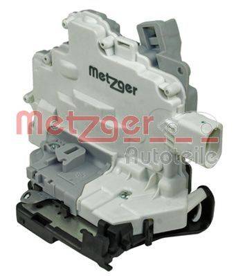 Autotürschloss-Mechanismus mit dem Markennamen 'Metzger', der auf der Komponente sichtbar ist, und das Design und die Struktur des Bauteils präsentiert.