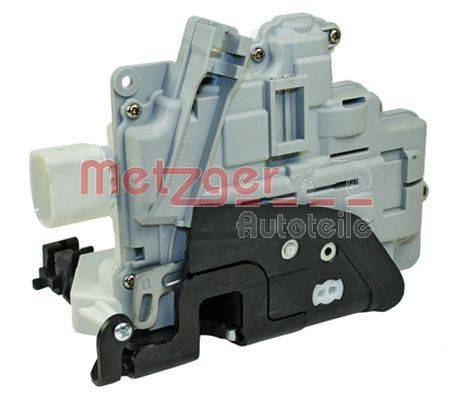 Türschloss-Mechanismus von 'Metzger Autoteile', der graue und schwarze Komponenten zeigt, verwendet zum Sichern von Autotüren.