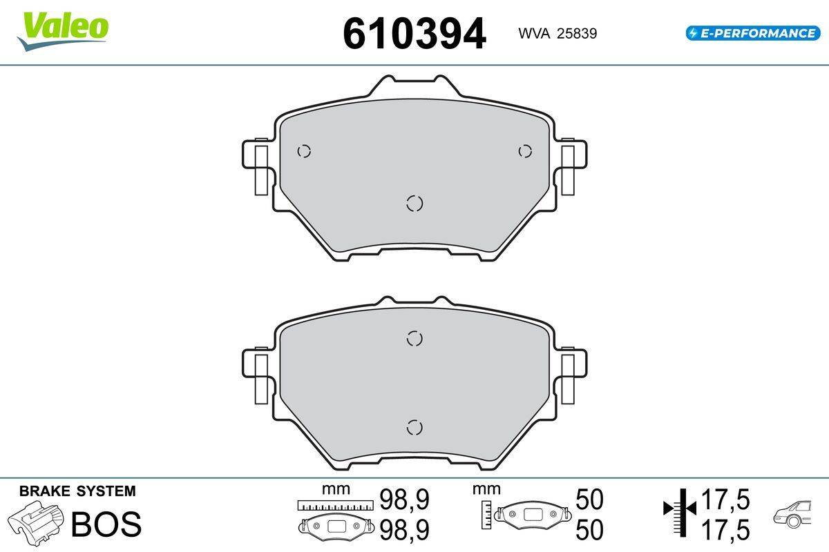 Valeo 610394 Bremsbelagsatz, Scheibenbremse