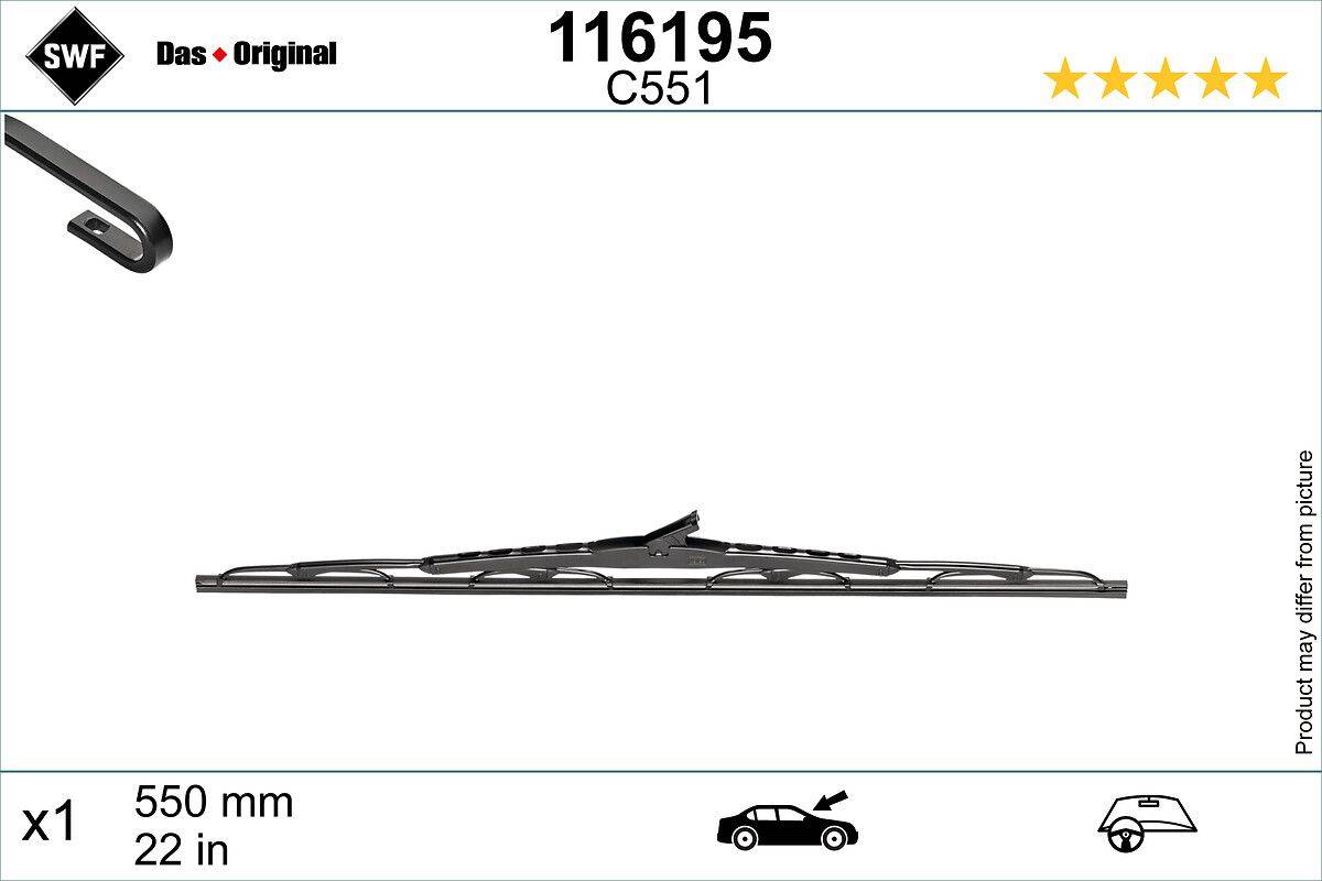 Bosch Original' 116195 C551 Wischerblatt, 550mm, für Autoscheibe.