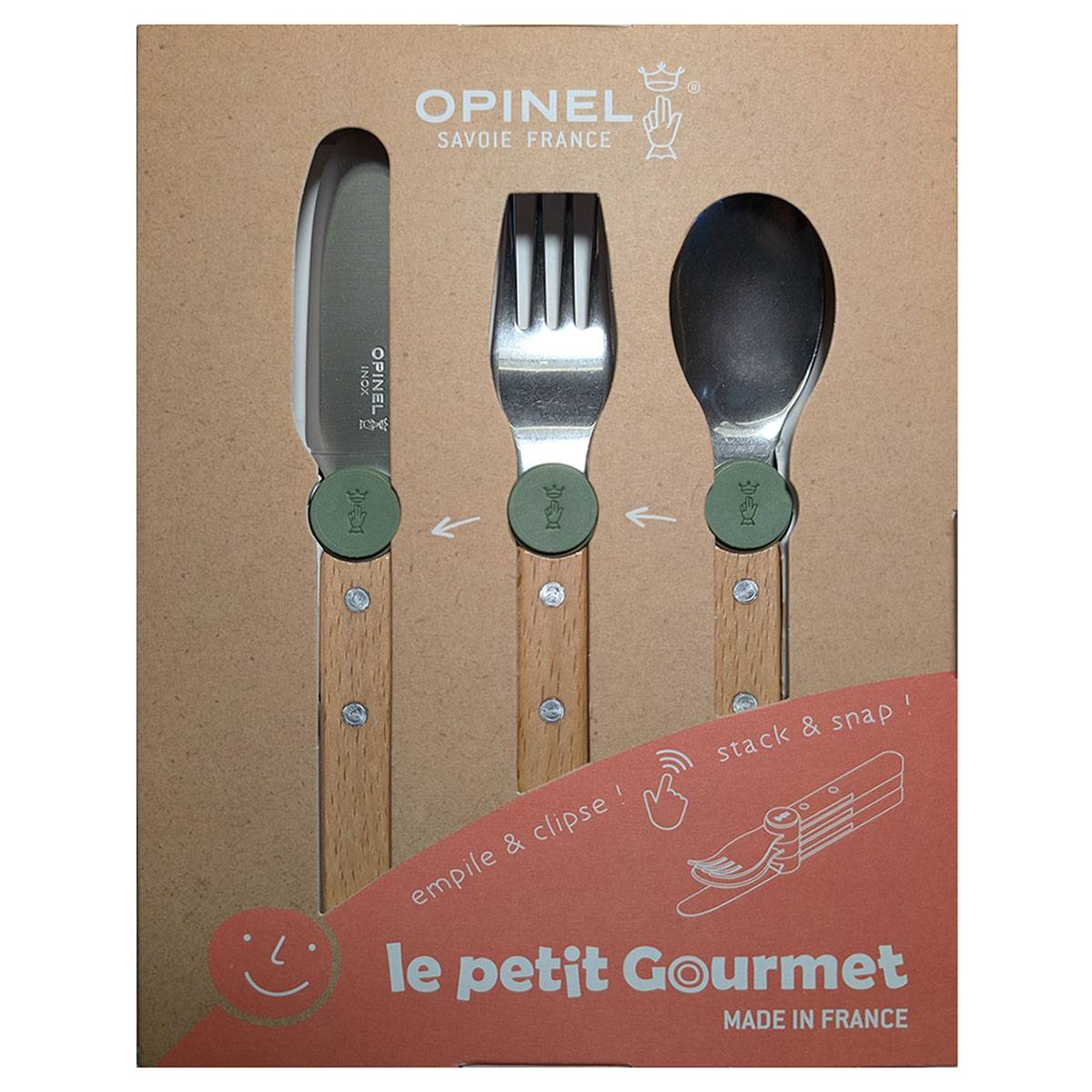 Opinel LE PETIT GOURMET Kinderbesteck Set - Olivgrün