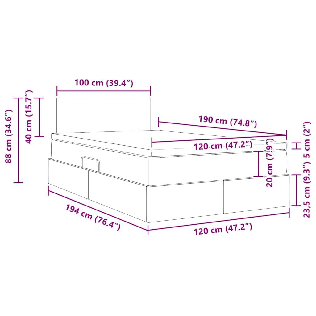 Diagramm eines Bettes mit Maßen: 194 cm (76,4