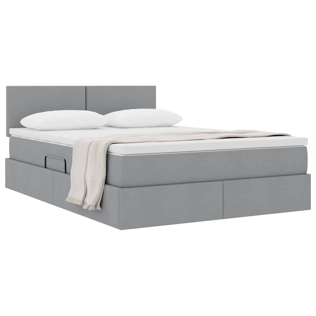 vidaXL Aufbewahrungsbett mit Matratze Hellgrau 140 x 190 cm
