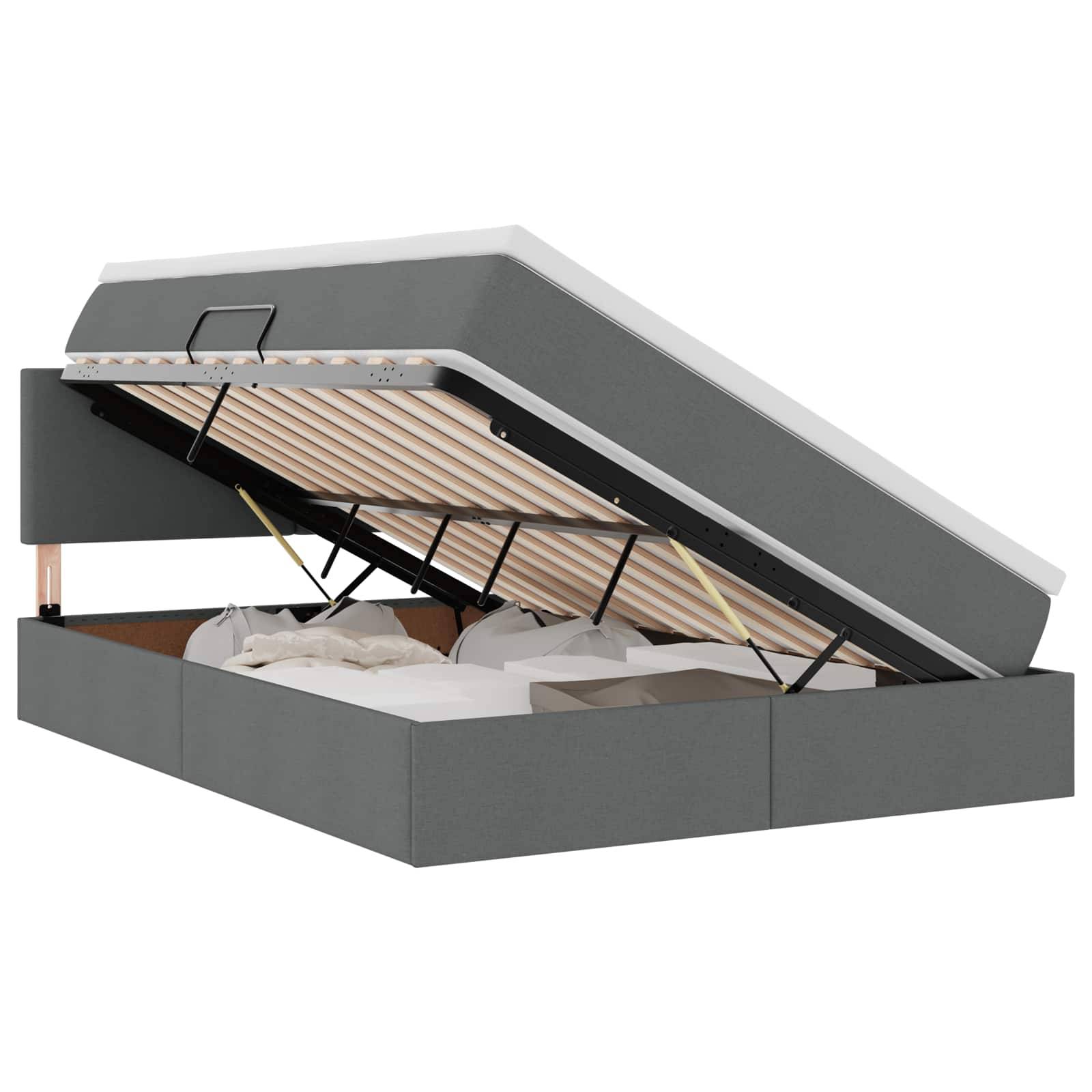vidaXL LED-Speicherbett mit Matratze Dunkelgrau 140 x 190 cm Stoff