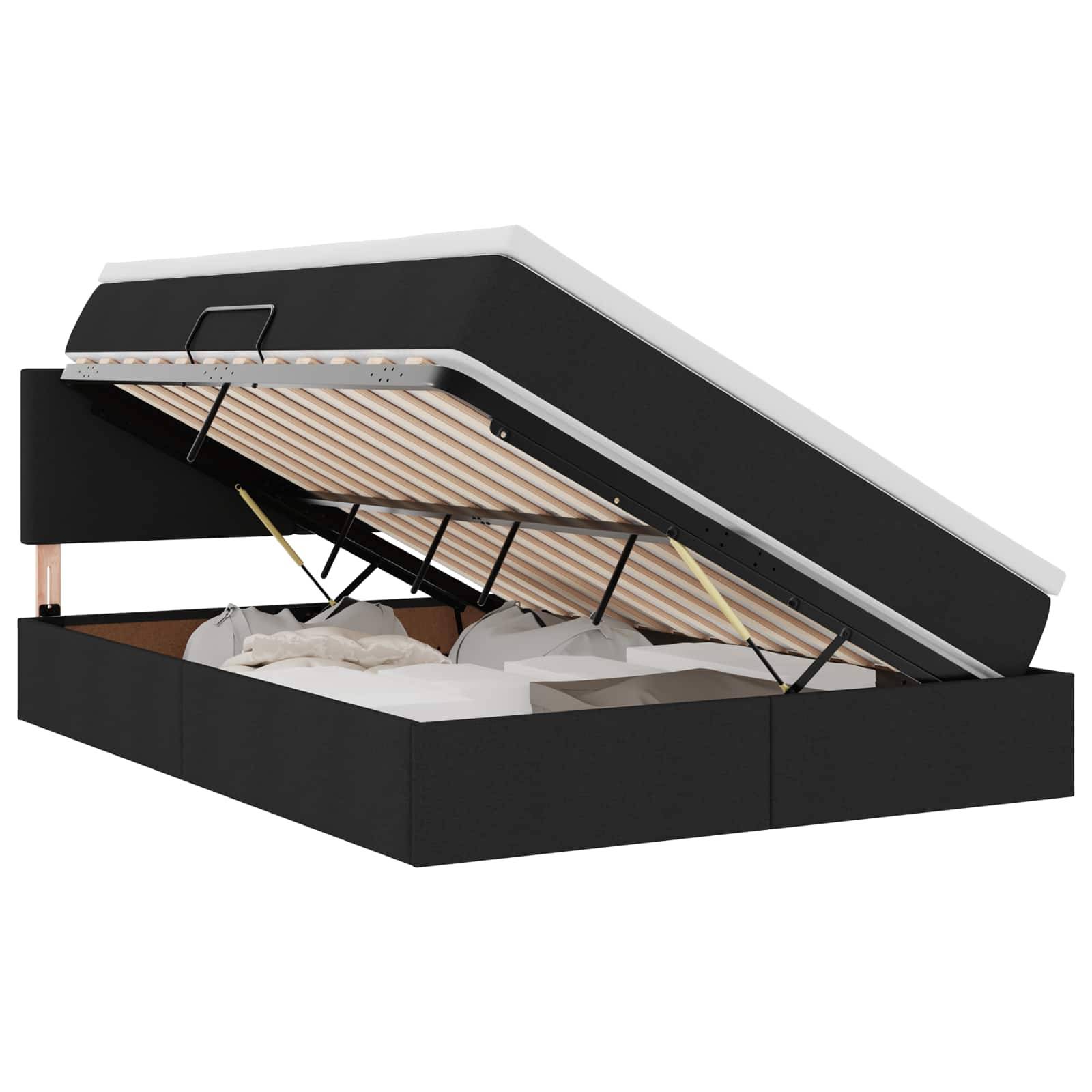 vidaXL LED-Speicherbett mit Matratze Schwarz 140 x 200 cm Stoff