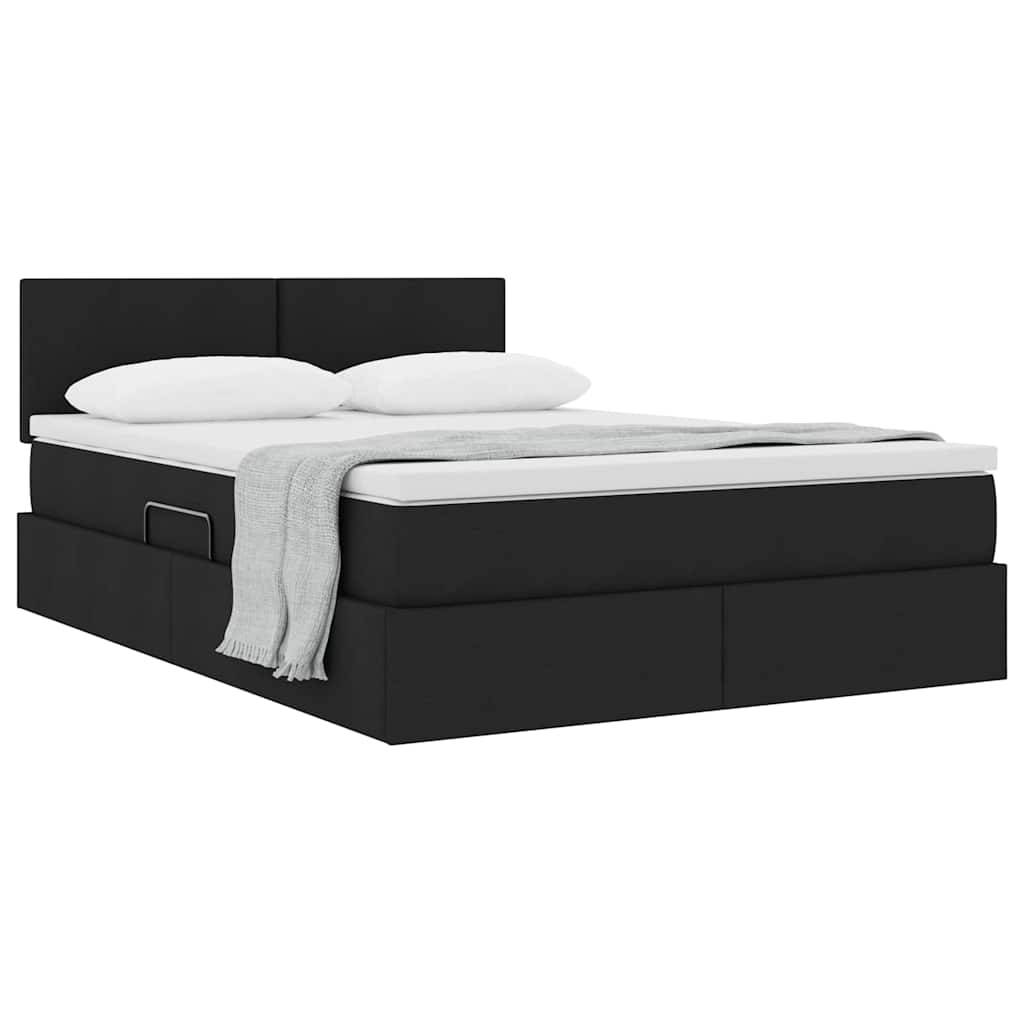 vidaXL Aufbewahrungsbett mit Matratze Schwarz 140 x 200 cm