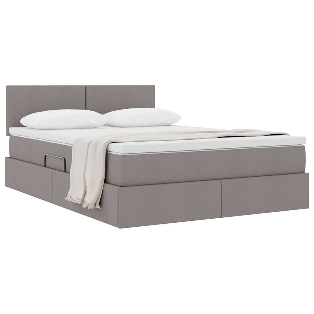 vidaXL Aufbewahrungsbett mit Matratze Taupe 140 x 200 cm Holzwerkstoff