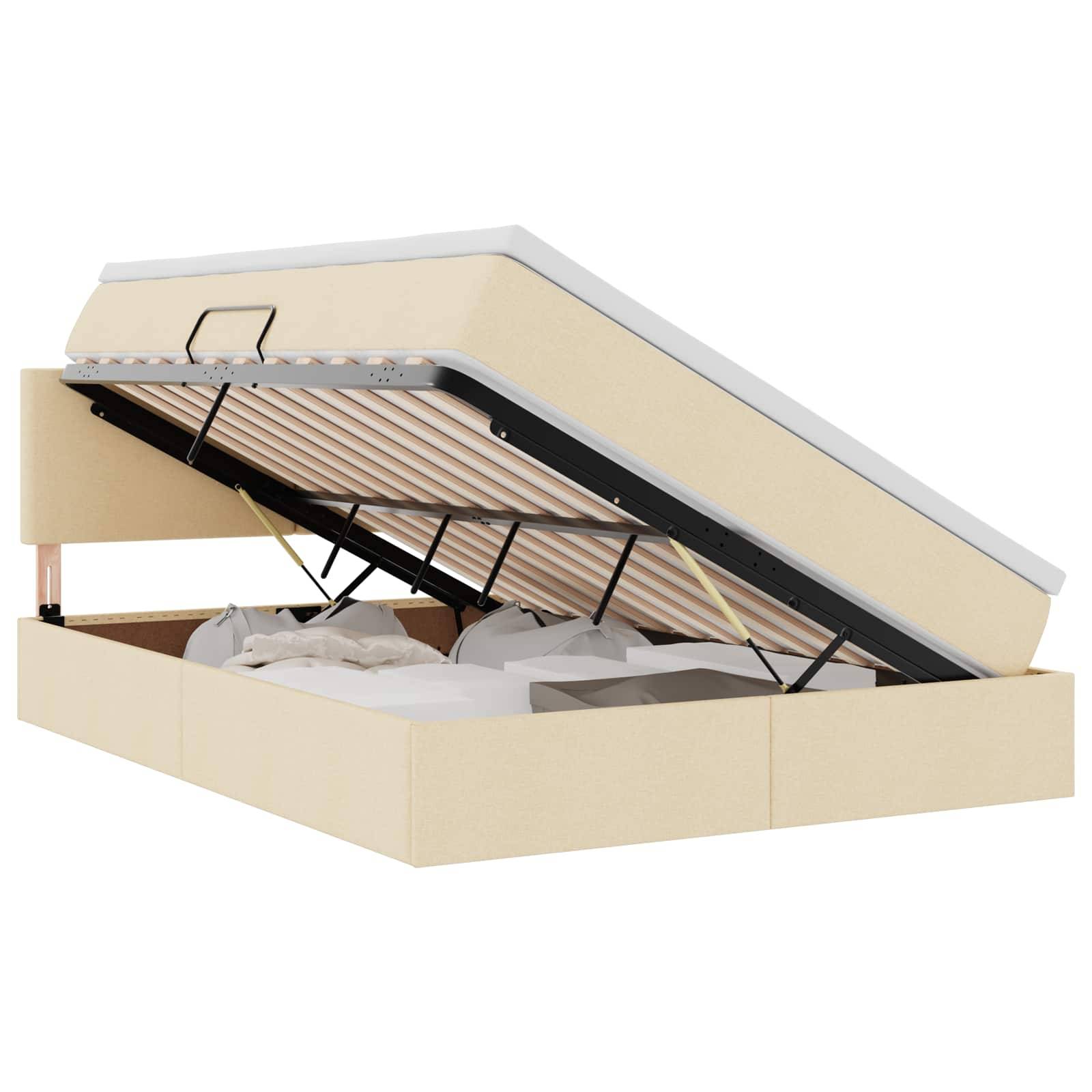 vidaXL Aufbewahrungsbett mit Matratze Creme 140 x 190 cm Holzwerkstoff
