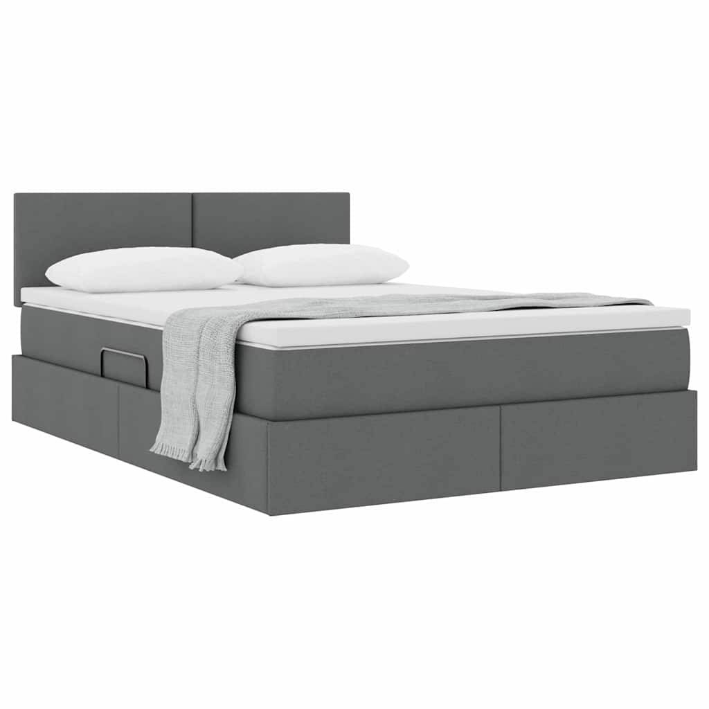vidaXL Aufbewahrungsbett mit Matratze Dunkelgrau 140 x 190 cm
