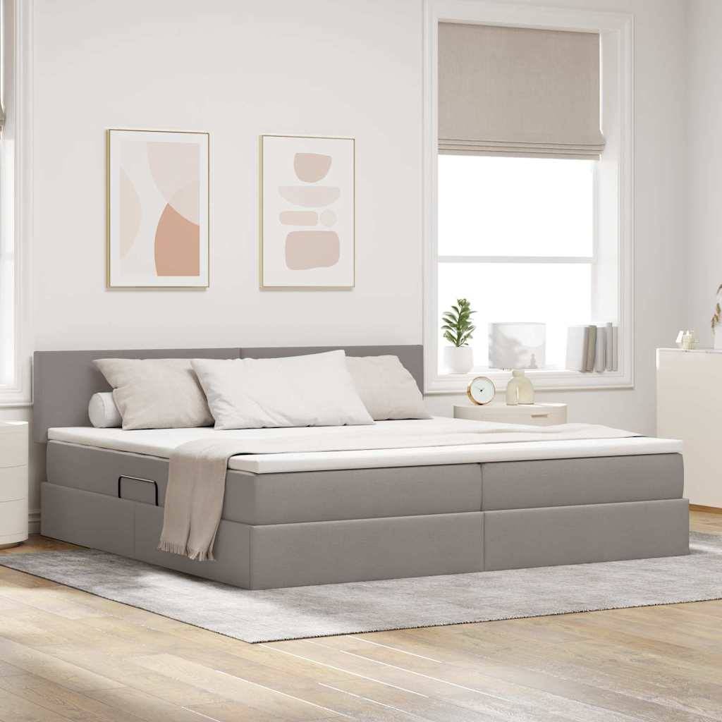 vidaXL LED-Speicherbett mit Matratze Taupe 200 x 200 cm Stoff