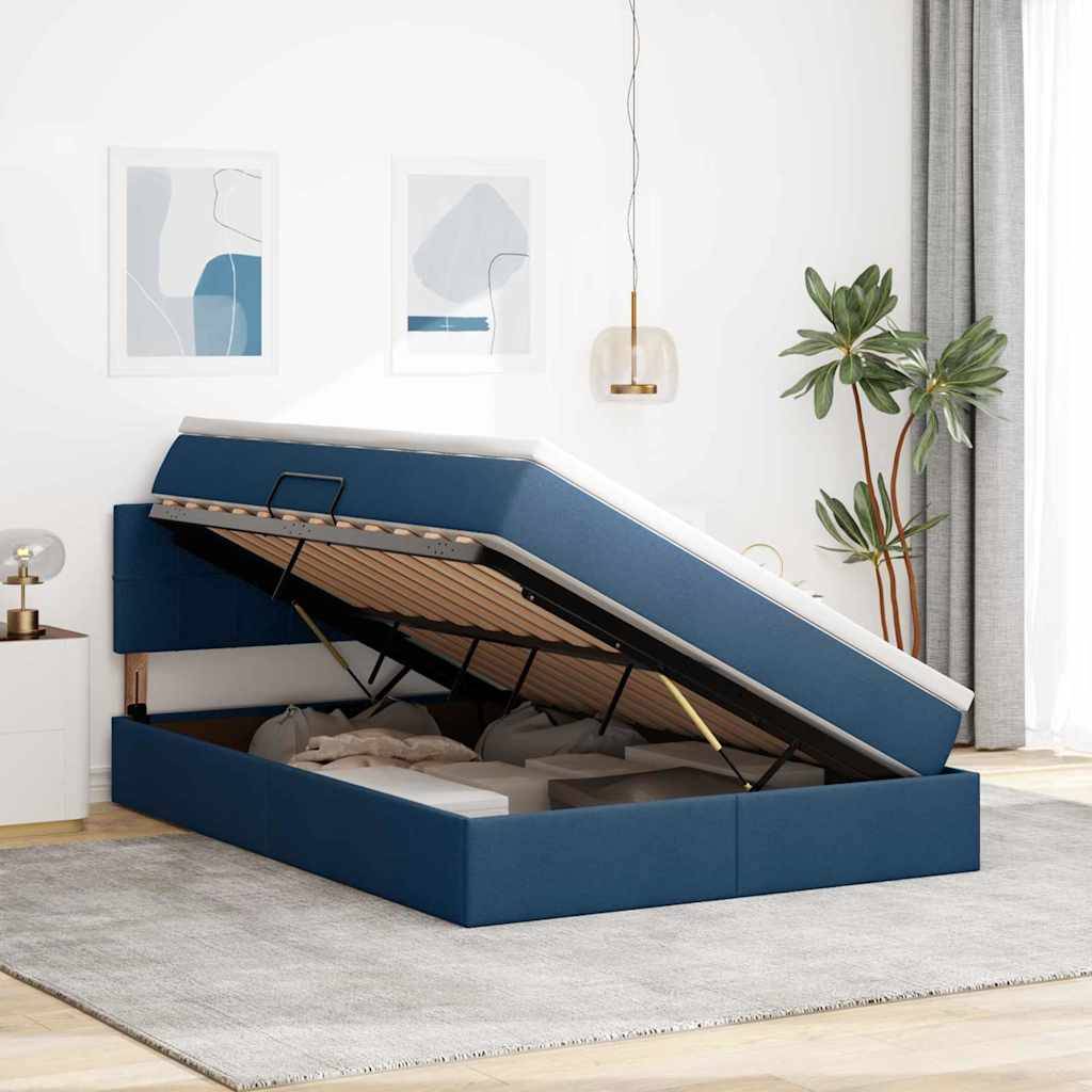 vidaXL Aufbewahrungsbett mit Matratze Blau 120 x 200 cm Holzwerkstoff
