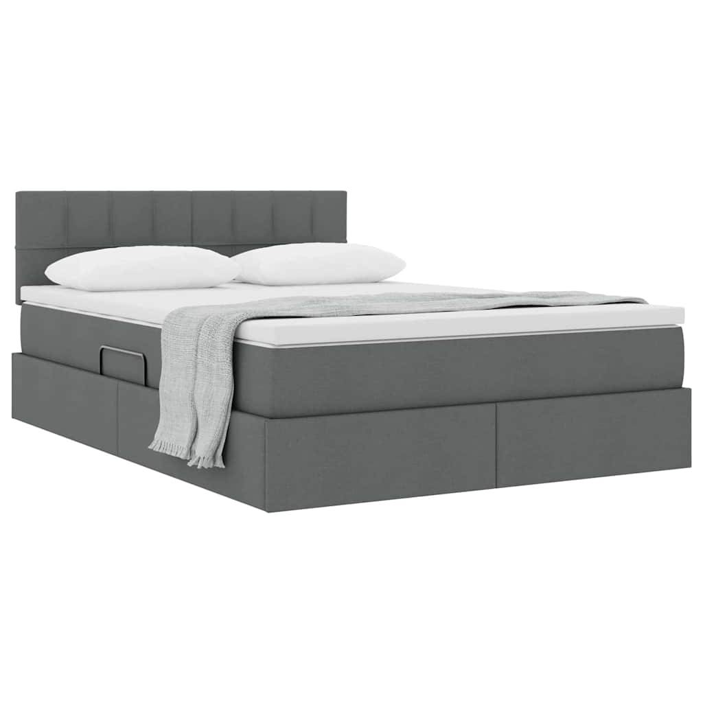 vidaXL Aufbewahrungsbett mit Matratze Dunkelgrau 140 x 190 cm