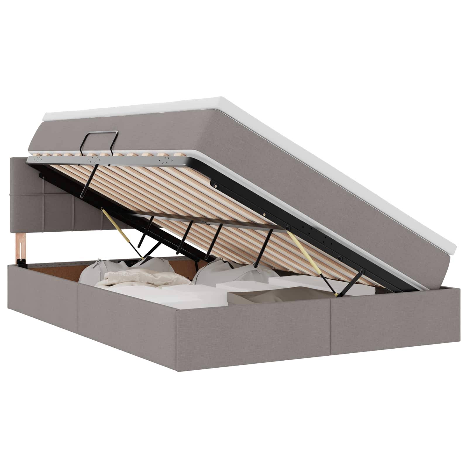 vidaXL LED-Speicherbett mit Matratze Taupe 140 x 200 cm Stoff