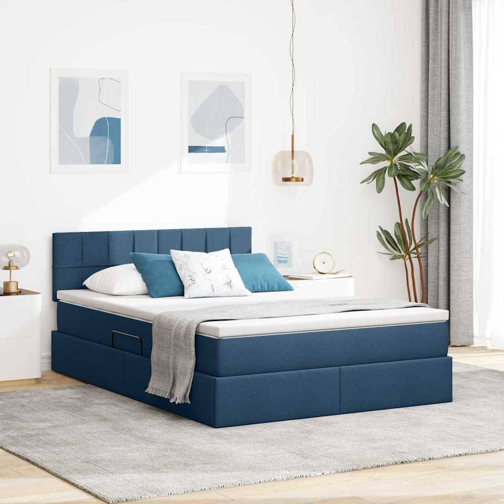 vidaXL Aufbewahrungsbett mit Matratze Blau 120 x 200 cm Holzwerkstoff