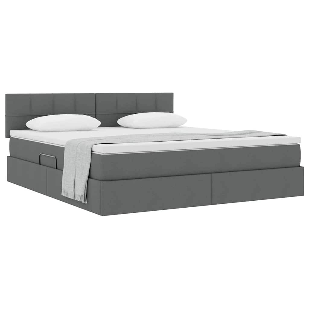 vidaXL Aufbewahrungsbett mit Matratze Dunkelgrau 180 x 200 cm