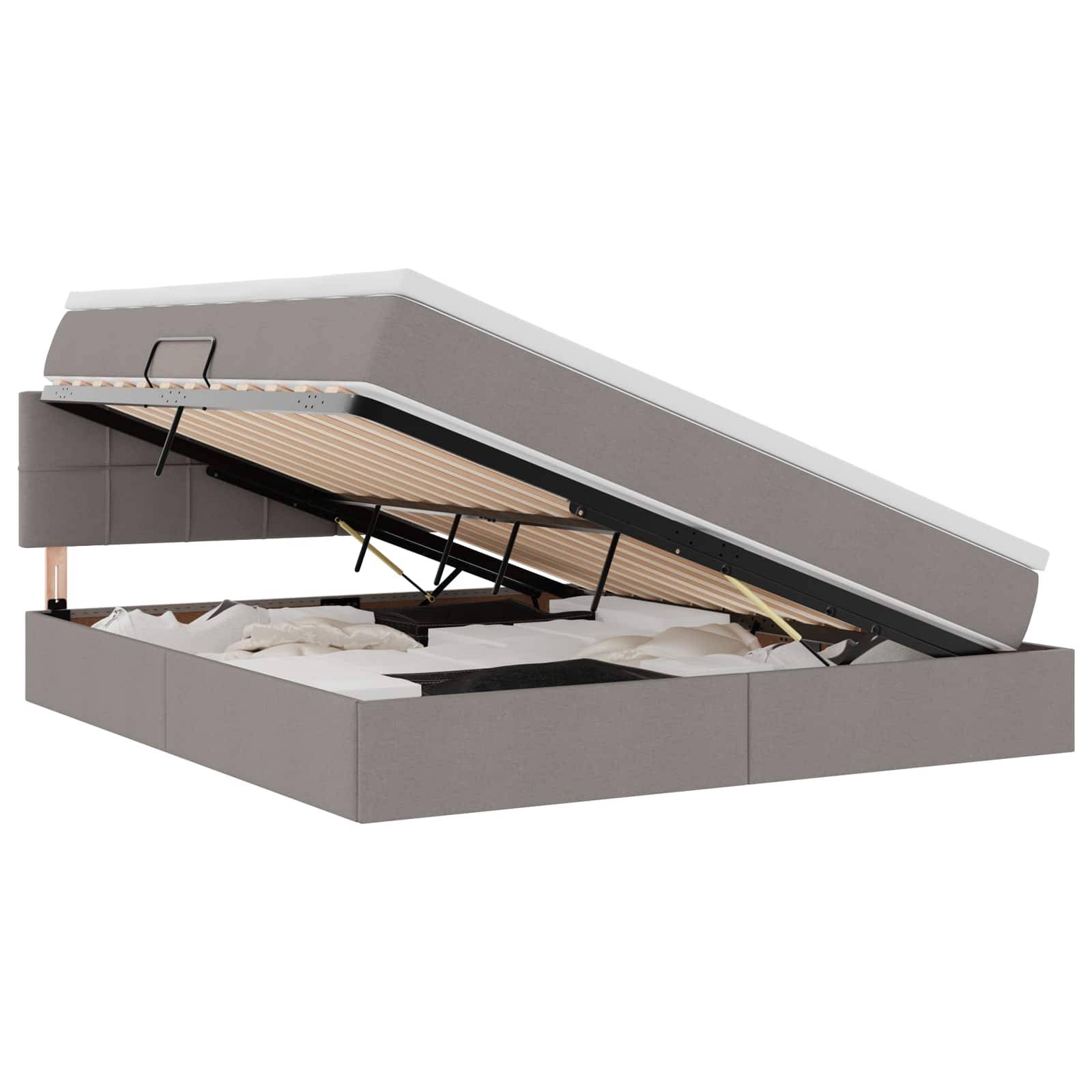 vidaXL LED-Speicherbett mit Matratze Taupe 160 x 200 cm Stoff