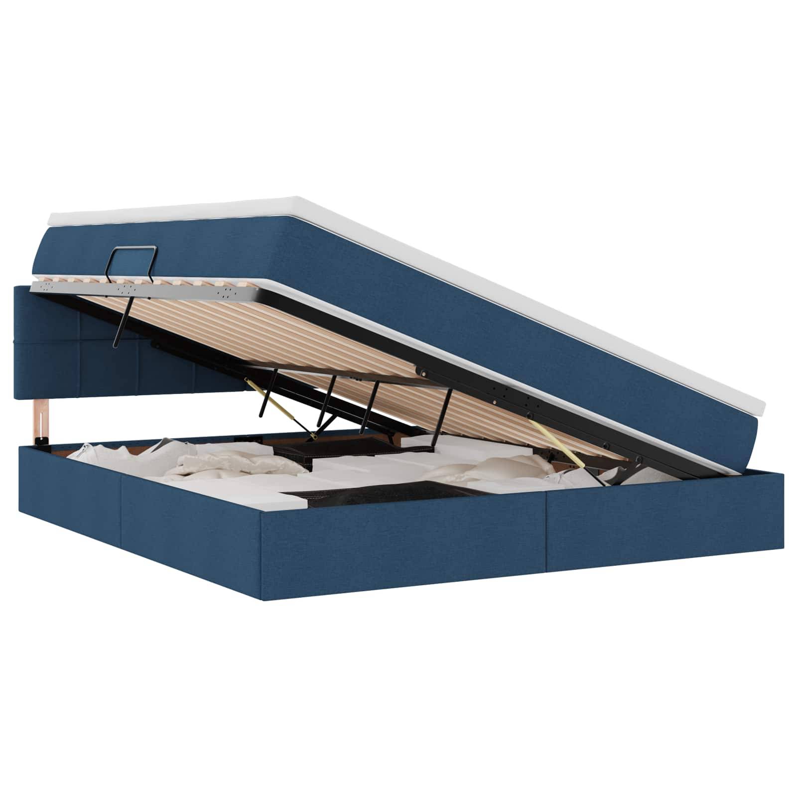 vidaXL LED-Speicherbett mit Matratze Blau 160 x 200 cm Stoff