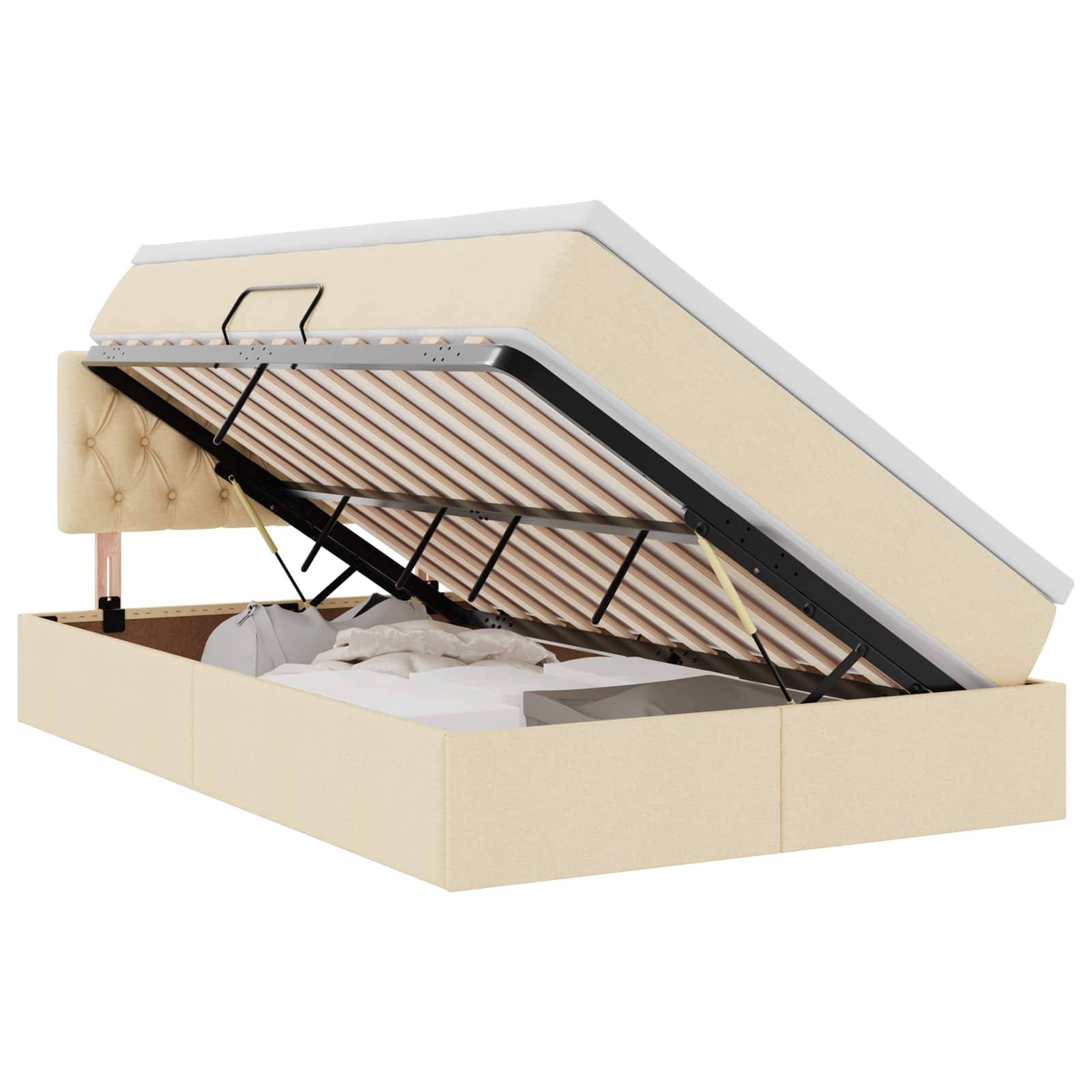 vidaXL Aufbewahrungsbett mit Matratze Creme 120 x 190 cm Holzwerkstoff