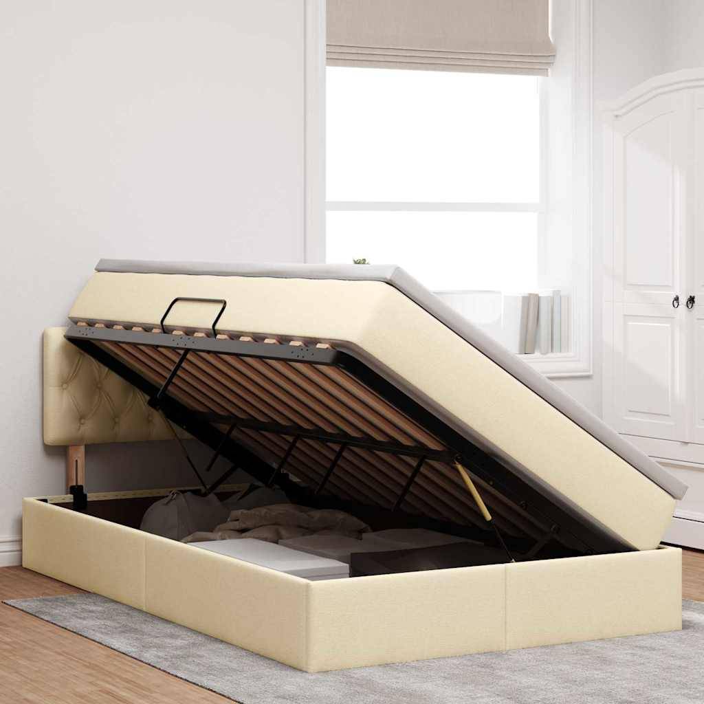 vidaXL Aufbewahrungsbett mit Matratze Creme 120 x 190 cm Holzwerkstoff
