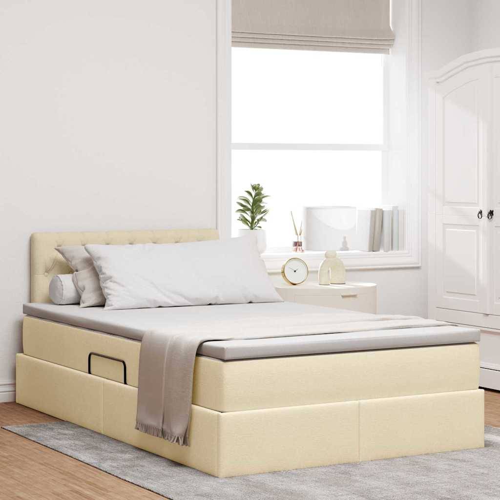 vidaXL Aufbewahrungsbett mit Matratze Creme 120 x 190 cm Holzwerkstoff