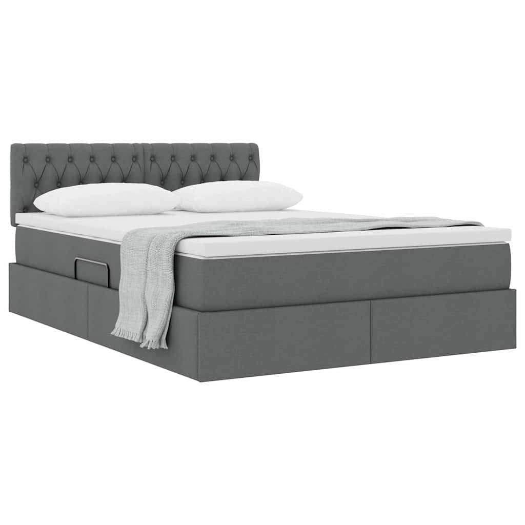 vidaXL Aufbewahrungsbett mit Matratze Dunkelgrau 140 x 190 cm