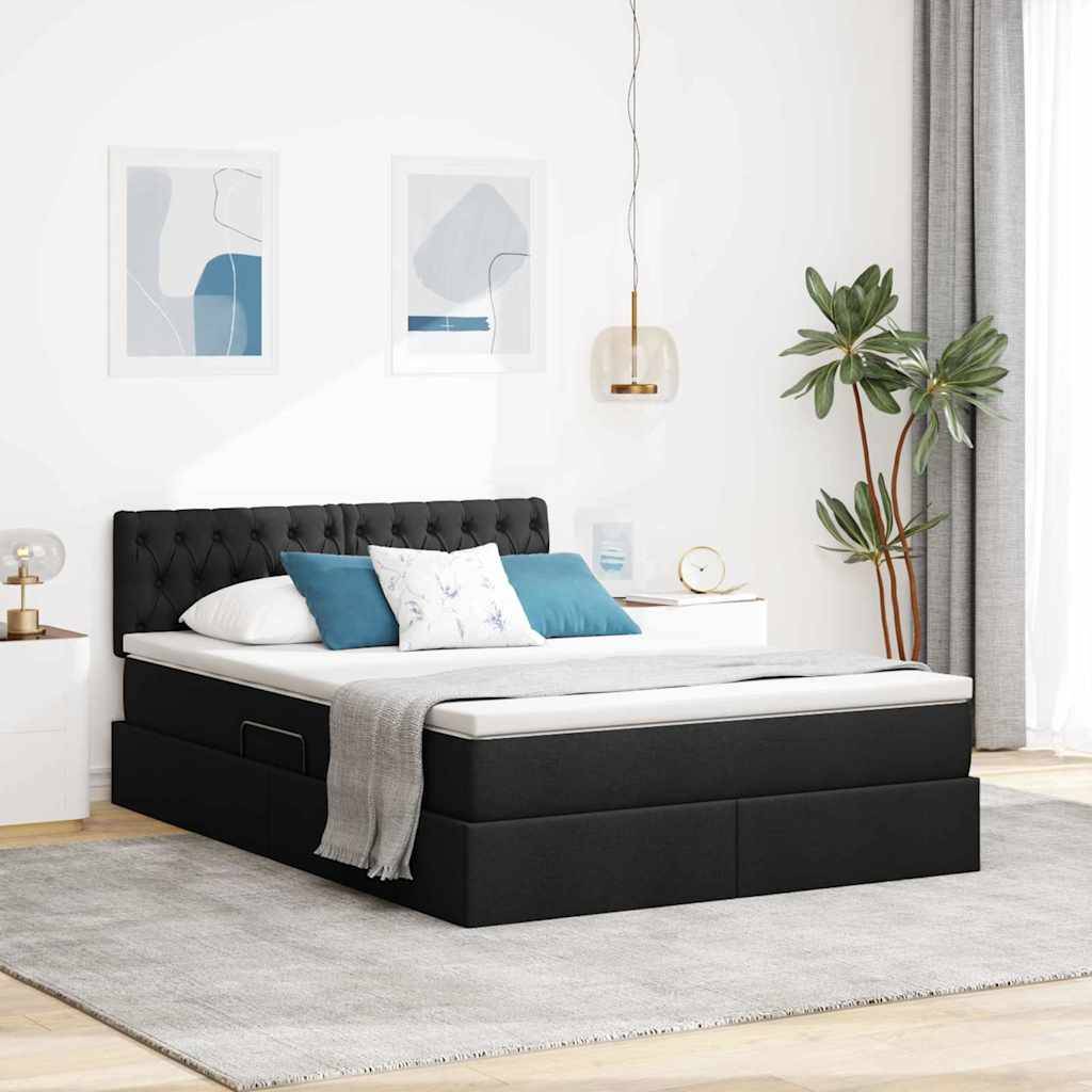vidaXL Aufbewahrungsbett mit Matratze Schwarz 140 x 190 cm