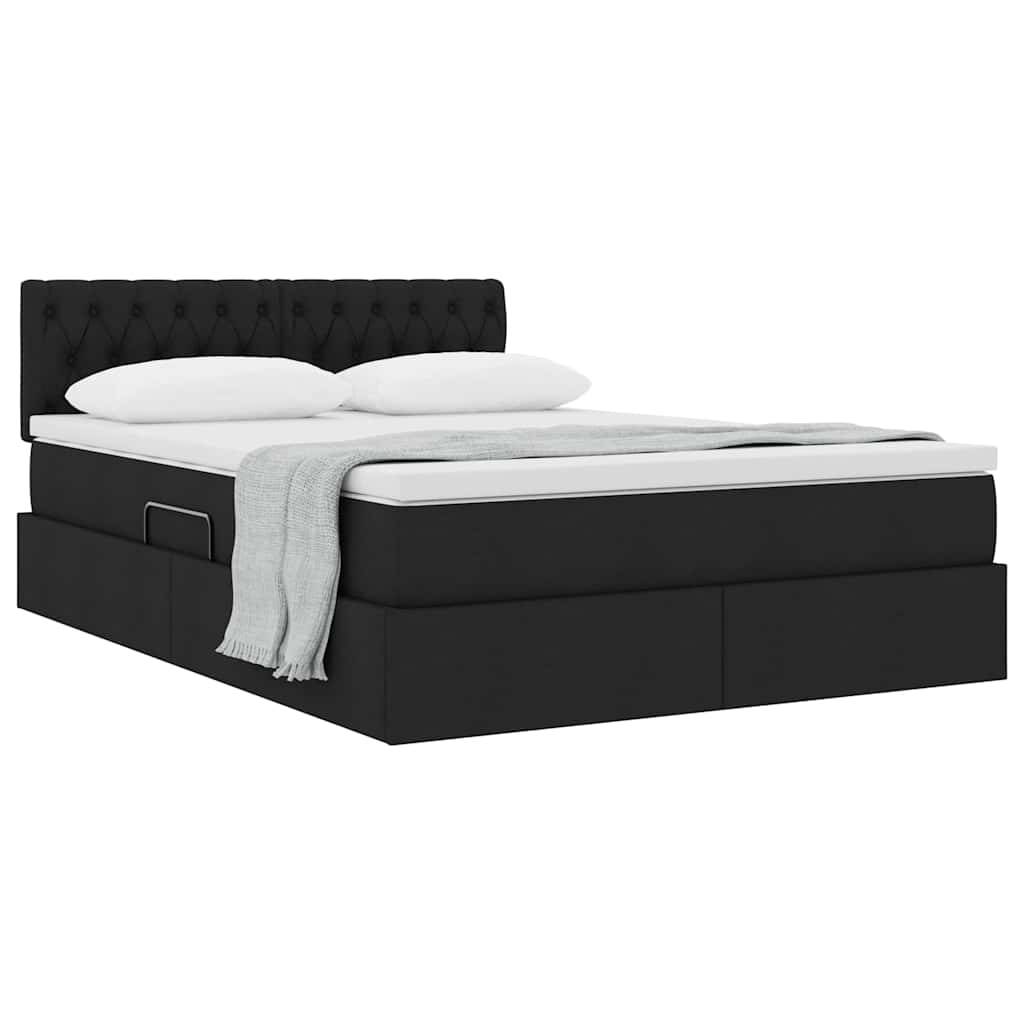 vidaXL Aufbewahrungsbett mit Matratze Schwarz 140 x 190 cm