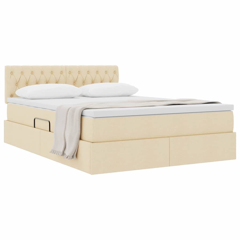vidaXL Aufbewahrungsbett mit Matratze Creme 140 x 200 cm Holzwerkstoff