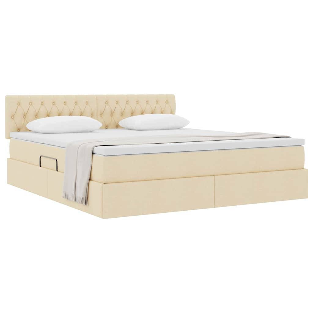 vidaXL Aufbewahrungsbett mit Matratze Creme 180 x 200 cm Holzwerkstoff