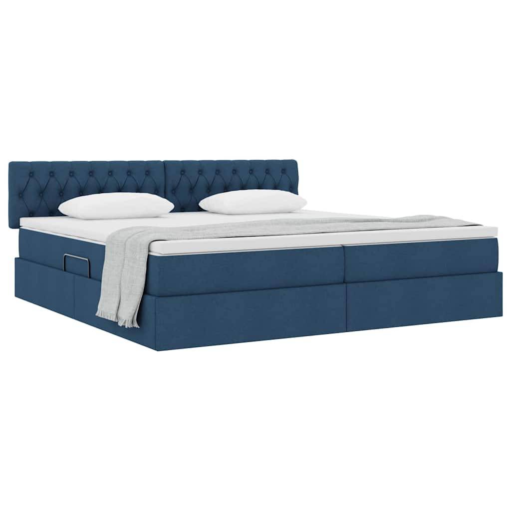 vidaXL Aufbewahrungsbett mit Matratze Blau 200 x 200 cm Holzwerkstoff