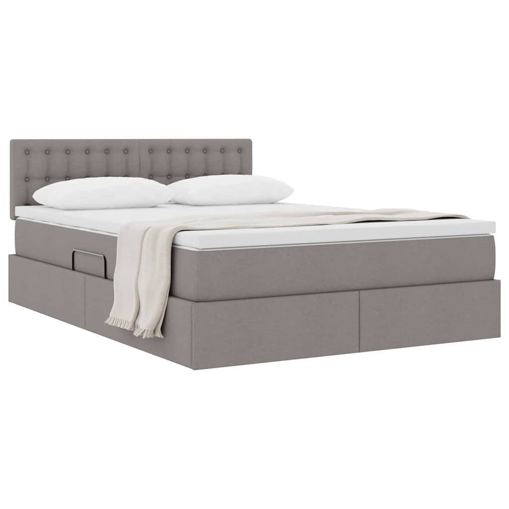 vidaXL Aufbewahrungsbett mit Matratze Taupe 140 x 200 cm Holzwerkstoff