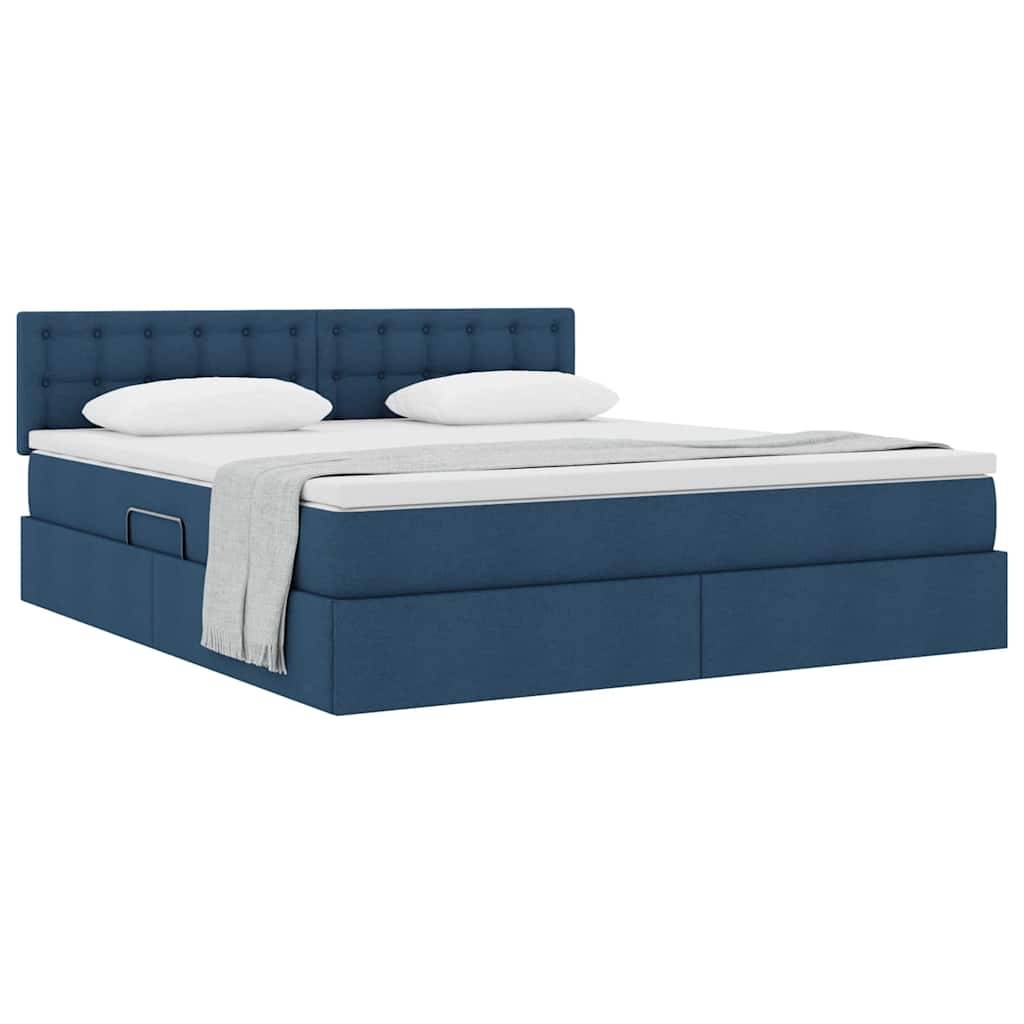 vidaXL Aufbewahrungsbett mit Matratze Blau 160 x 200 cm Holzwerkstoff