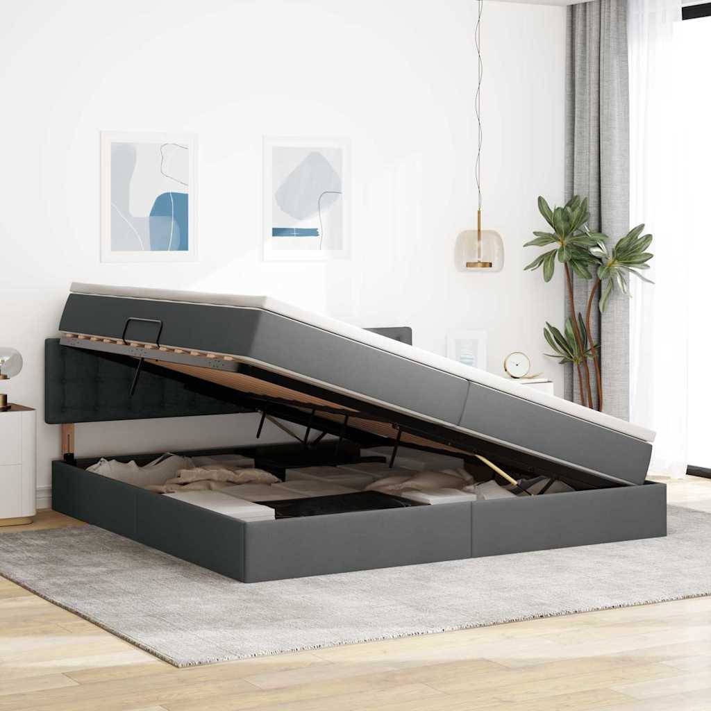 vidaXL Aufbewahrungsbett mit Matratze Dunkelgrau 200 x 200 cm