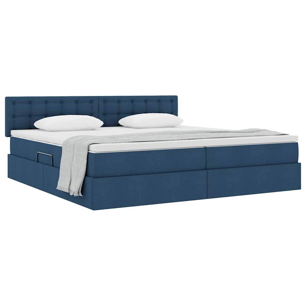 vidaXL Aufbewahrungsbett mit Matratze Blau 200 x 200 cm Holzwerkstoff